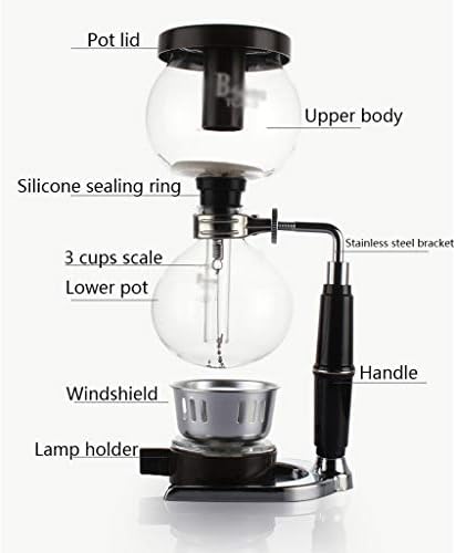 Siphon Coffee Maker Set Coffee Syphon Technia Siphon pot gift box Suit 3 cups, 39 * 14 * 44cm Vacuum Coffee Makers
