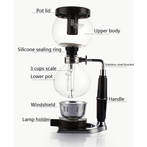 Siphon Coffee Maker Set Coffee Syphon Technia Siphon pot gift box Suit 3 cups, 39 * 14 * 44cm Vacuum Coffee Makers