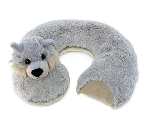 Dollibu Wolf Plush Neck Pillow - Soft Travel Neck Pillow Animal For Neck & Head Support, Cute Wild Life Stuffed Pillow Accessory For Naps, Novelty Stuffed Animal Headrest For Kids & Adults #TOP16