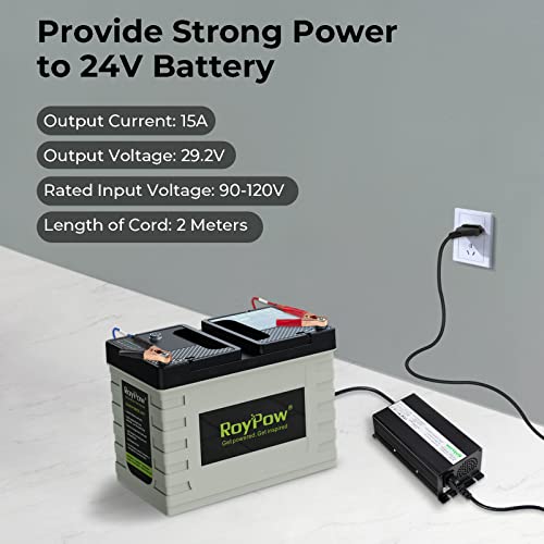 24V Battery Charger, Roypow 15A Battery Maintainer, Power Supply For Lithium Lifepo4 Deep Cycle Rechargeable Batteries #TOP1