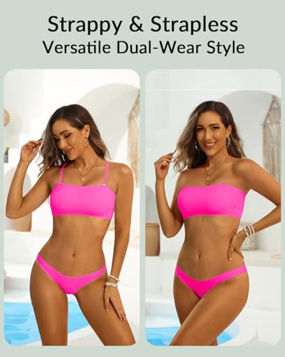 Image of Aqua Eve Women Strapless Bikini Top Only Bandeau Swim Top Tube Top Swimsuit