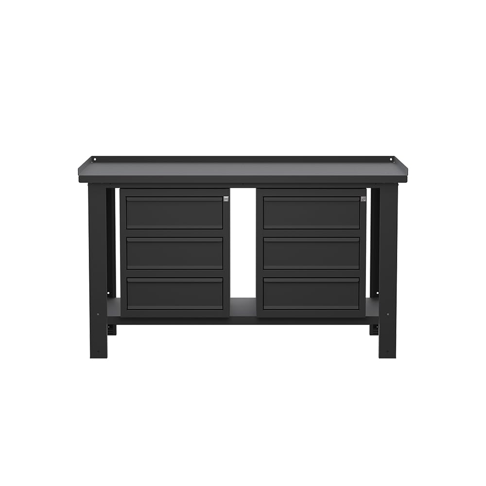 SOGI X3N_108A - Banco de trabajo de 1,5 m - tablero de acero - 3 + 3 cajones - gris antracita