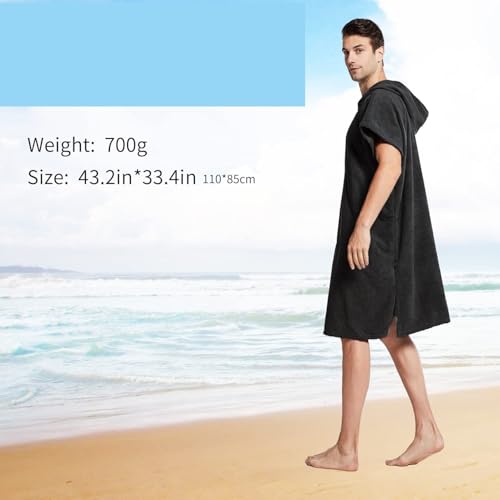 Serviette à séchage rapide type poncho de bain adulte noir - 3