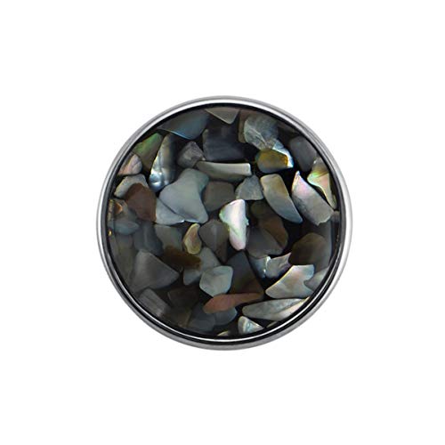 Quiges Damen Click Button 18mm Chunk Graue Muster Versilbert für Druckknopf Zubehör