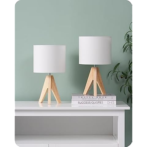 EDISHINE Tripod Bedside Lamp Set with Bulbs Cover