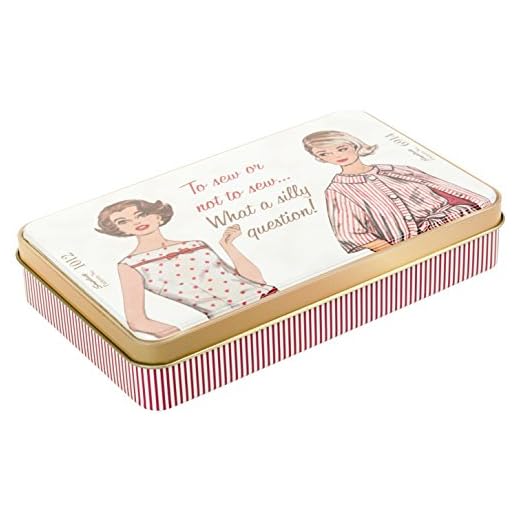 Simplicity Vintage Fashion 60's Tin Box Travel Sewing Kit, 7.5" L x 4.5" W x 1.2" H.