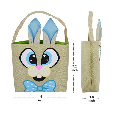 JOYIN 3 Pcs Osterhasen Geschenktüten aus Segeltuch für die Ostereiersuche, Oster Korb, Ostergeschenke kinder Geschenktüten zum befüllen mit Griffen, Oster-Kinder-Partyzubehör
