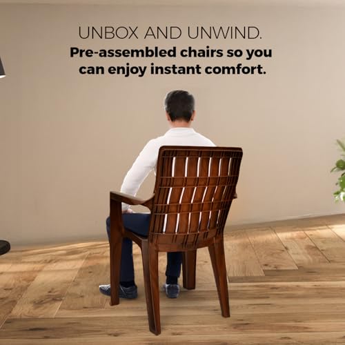 Image of AVRO Furniture Spine Care Orthopaedic Plastic Chair, Set of 2, Ideal for Home, Office & Outdoor, 150Kg Load Capacity, Durable Strong Build, Comfortable Back Design, 2 Years Guarantee, W. Brown Color
