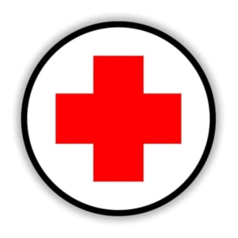 Lot de 2 autocollants croix rouge en vinyle 10 x 10 cm Symbole médical autocollant pour voiture, fenêtre, kit de premiers secours, décor de signe d'urgence | # S50404