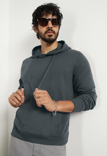 Image of Nobero Hoodies for Man | 280 GSM Rich Cotton Fleece Solid Hooded Full Sleeve Sweatshirt for Man | Stylish Casual Wear Winter Hoodies for Men