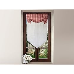 Visillos Navideños Soleil d'ocre, Visillo para ventana de algodón 60x90 cm VICHY Rojo