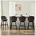 UDAX Swivel Bar Stools of 2, 28inch Upholstered PU Leather Barstools with Back,Modern Counter Height Bar Stool Chairs for Kitchen Island, Wood Legs,Brown