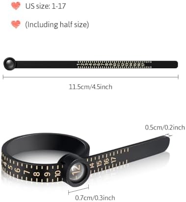 Meowoo Ring Sizer Measuring Tool with Magnifier, for Ring Measurer and Ring Sizer Clear and Intuitive Reading. Plastic Ring Sizer with Lens, 1-17 — view 2