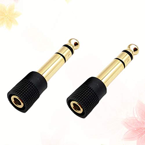 Mobestech 5 Pcs Cobre banhado a ouro 6,5 mm Macho para 3,5 mm Fêmea Conector de Áudio Microfone Adap