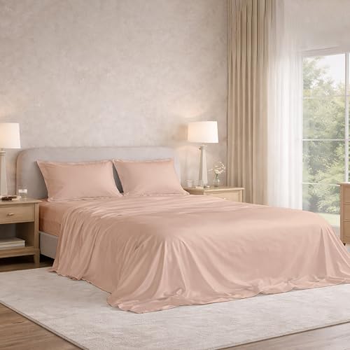 Image of Filbert Satin Bedsheet with 1 Pillow Cover | 60x90 in |300 TC | Midnight Luxe Satin Dreams Collection for Single Bed | UltraSatin Premium Bedding Set | Bear Beige