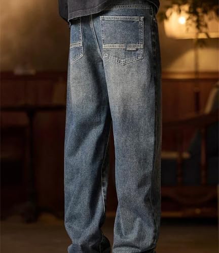 Men Cargo Jeans Elastic Waist Denim Pants Relaxed Fit Multi Pocket Straight Trousers Street Y2k Style3