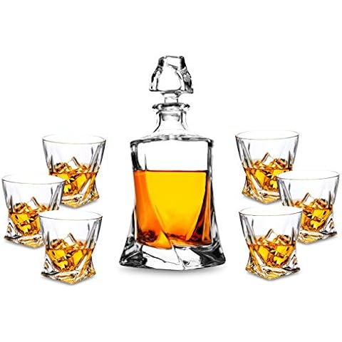 KANARS Whiskey Decanter Set, Premium Crystal Liquor Decanter with 6 Old Fashioned Glasses for Cocktail Scotch Bourbon Irish Whisky Alcohol, Unique Men Gifts for Father's Day, Valentine’s Day Cover