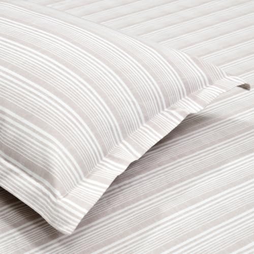 Image of Haus & Kinder Bedsheet for Double Bed | Queen Size Bed Sheet with 2 Pillow Covers 90 Inch x 100 Inch | 300 TC Pure Cotton Bed Sheet Double Bed | Verde Luxe Grey & White