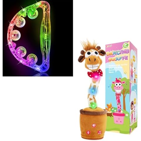 Aywewii Dancing Talking Giraffe Toys, LED Tambourine Light Up Toys, Stocking Stuffers for Kids Cover