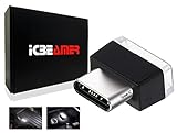 ICBEAMER Type C Adapters Atmosphere Light, [Color: White] Universal Interface Plug-in Miniature Night Light LED USB Car Interior Trunk Ambient