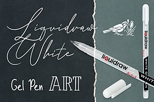 Set de 3 bolígrafos gel blanco Liquidraw 0.8 mm punto fino miniatura 5