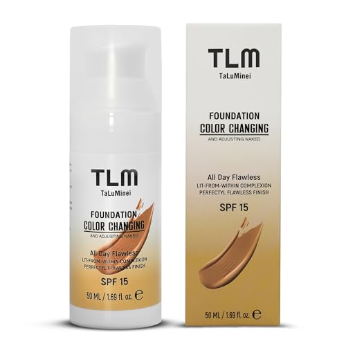TLM TaLuMinei Colour Changing Foundation for Mature Skin – All Skin Types – Long Lasting Moisturizing Liquid Concealer Makeup Base with Natural Tone Matching SPF 15 (50 ml)