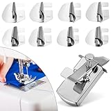 Magnetic Seam Guide and Sewing Rolled Hemmer Foot, 3/4/5/6/7/8/9/10mm 8 Sizes Wide Rolled Hem Presser Foots, Magnetic Sewing Guide with Clip for Sewing Machine Sewing Supplies and Accessories
