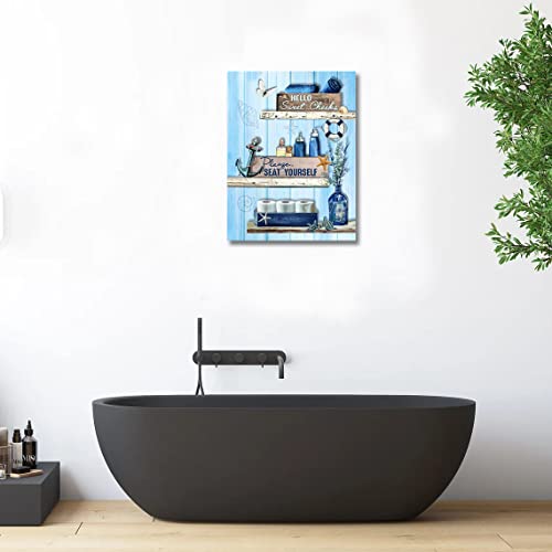 Bathroom-Decor-Wall-Art-Navy-Blue-Pictures-Funny-Rustic-Farmhouse-Signs-Please-Seat-Yourself-Canvas-Painting-Print-Beach-Nautical-Sea-Turtle-Artworks12x16 Bathroom Decor Wall Art Navy Blue Pictures Funny Rustic Farmhouse Signs Please Seat Yourself Canvas Painting Print Beach Nautical Sea Turtle Artworks12x16