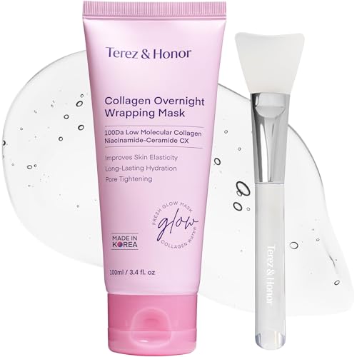 TEREZ & HONOR Collagen Night Wrapping Peel Off Mask: Korean Face Mask for Elasticity, Hydrating & Glow - 100Dalton Smallest Molecular Collagen for Glass Skin - Dermatologist Tested 3.4 FL OZ