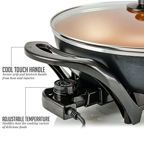 image for OVENTE Electric Wok with Nonstick Coating, 13 Inch Family-Sized Skille