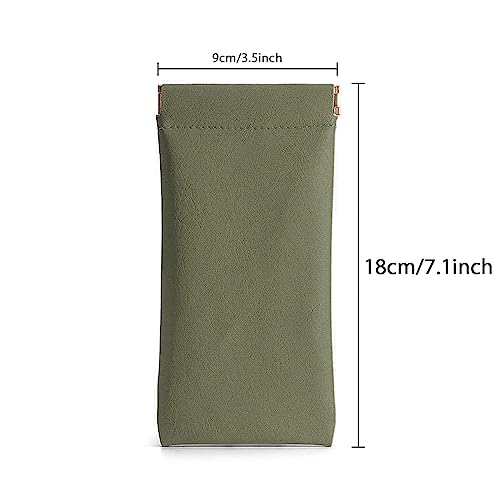 Image of 3 Pack Leather Eyeglasses Cases PU Soft Sunglasses Pouch Squeeze Top Portable Glasses Cases for Men Women