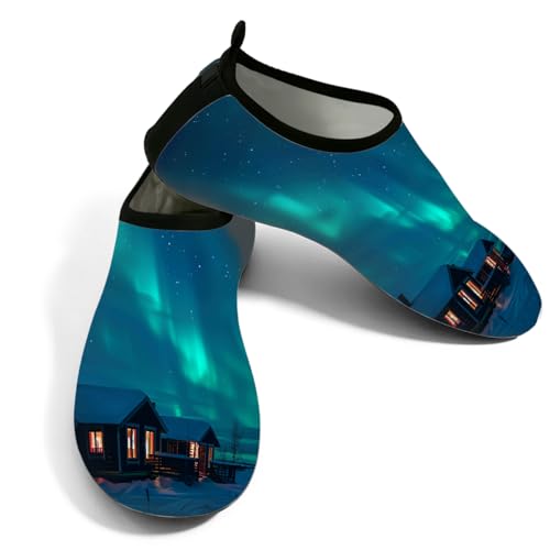Zapatos de agua para mujeres y hombres, zapatos de playa con diseño de luces del norte, calcetines de natación de secado rápido, Luces del Norte, 36/37 EU