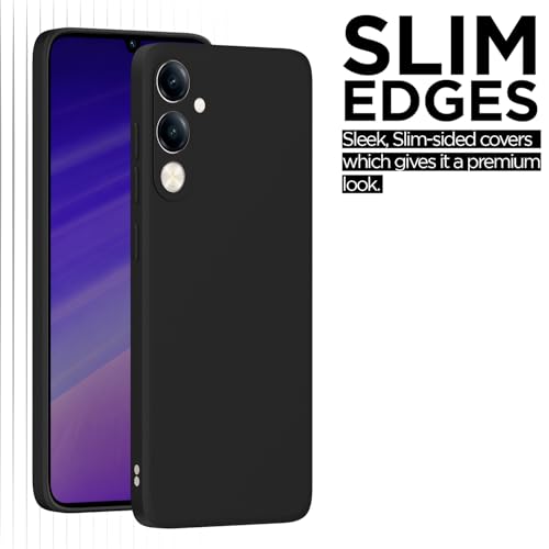 Image of Outlouders Back Cover for iQOO Z10 lite 5G / Vivo T4 lite 5G / Y19 5G / Y19e / Y04 4G / Y29s 5G | Camera Protection | Durable Soft Matte Silicone Bumper Case (Black)