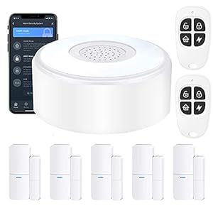 AGSHOME Allarme Casa,Sistema di Allarme Senza fili, Antifurto Casa WiFi 8 Pezzi,Per con APP : Sirena, Finestre e Allarme Per Porta, Telecomandi, Per Appartamento, Garage, Ufficio,Lavora con Alexa