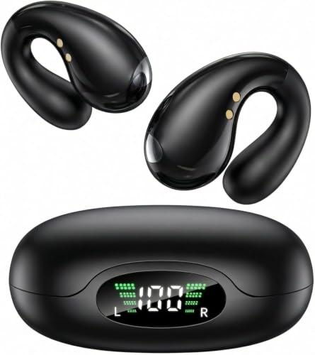 Image of Boytond Ultra Open Ear Earbuds - Ergonomic Clip-On Earbuds, Small Bone Conduction Over-The-Ear Headphones with Waterproof Design, Perfect Running Headphones for Sports and Fitness, Onyx Black