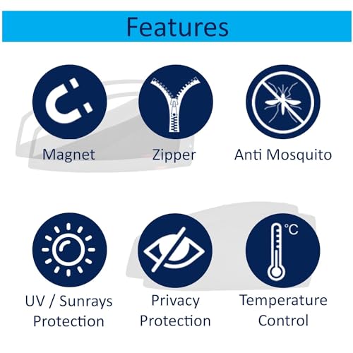 Image of KINGSWAY Accessories Car Side Window Sun Shade Only Compatible with Tata Punch (2021 to 2025), Front Zipper & Rear Full Magnetic Curtains - Heat-Resistant Custom-Fit Shades, Pack of 4 Pcs