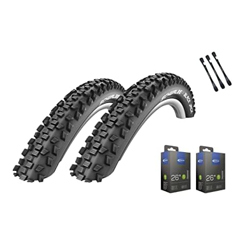 2er Set Schwalbe Black Jack Fahrradreifen 26 Zoll auswählbar mit Schläuchen + 3 MSZweirad Reifenheber Cover