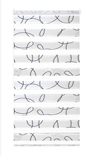 JalousieCrew Klemmfix Doppelrollo Weiss Gemustert - Breite 50 bis 100 cm,...