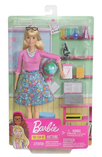 Barbie GJC23 - Lehrerin-Puppe (blond) mit zehn Zubehörteilen für den Unterricht, mit eim drehbaren Globus und… – Bild 8