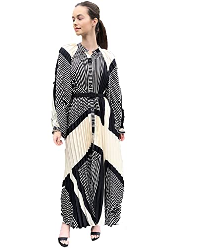 Robe longue plissée noire et blanche idéale pour vos soirées d'été et cocktails