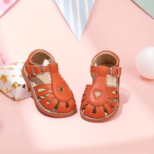 Image of Kolan Toddler Girl Sandals Open Toe Flat Princess Dress Shoes Little Kids