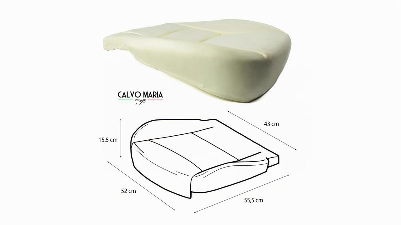 Calvo Maria Imbottitura Seduta Sedile Anteriore Compatibile con DUCATO 2006-2020 - Ricambio in Poliuretano Resistente - Solo per Seduta - Inclusi Punti Metallici