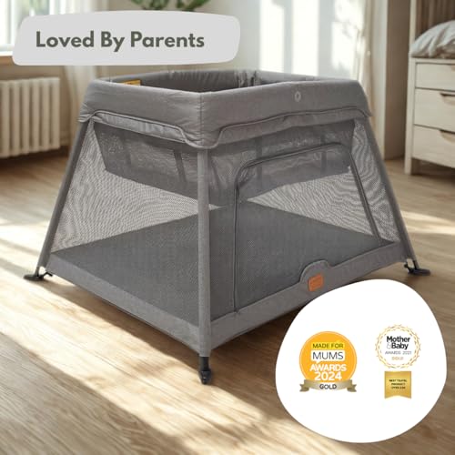Venture Airpod - Cuna de viaje ligera y plegable con inserto para recién nacido, colchón, bolsa de almacenamiento y función de parque infantil, laterales de malla transpirable, apto para niños de 0 a - imagen 2