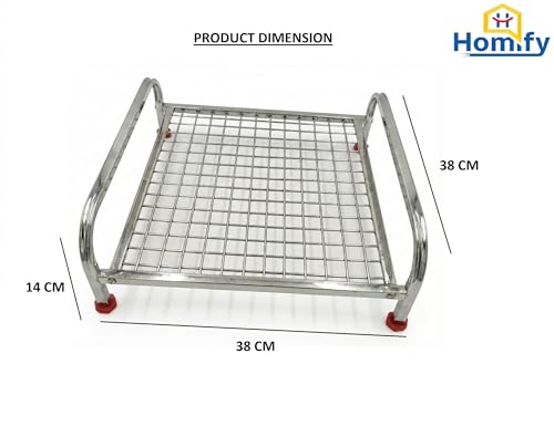 Image of Homify Heavy-Duty Stainless Steel Shelf | Countertop Storage Organizer for Induction Cooktop, Office Supplies, & Toiletries