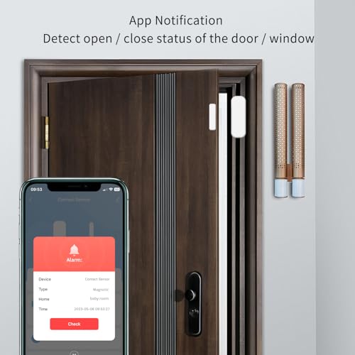 XFOX Smart WiFi Door Sensor, No Hub Required, Wireless Window Sensor with App Alert, 2.4G WiFi Door Sensor for Home/Office Works with Tuya Smart Devices, Compatible with Alexa, Google(2Packs)