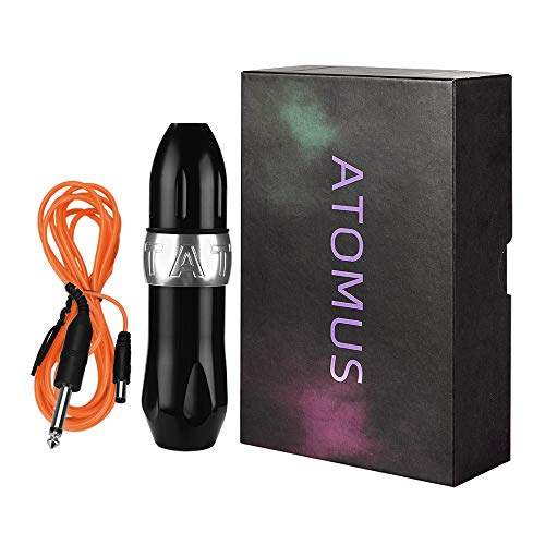 Rotary Tattoo Pen Machine, Atomus Tattoo Short Pen Style Cartridge Machine Gun Liner Shader With Dc Cord 9000R/M Coreless Motor Aluminum Alloy Frame Tattoo Machine (Silver) #TOP7