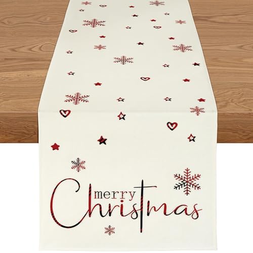 YCOLL Weihnachtsdeko Tisch Tischläufer Weihnachten Tischläufer Beige...