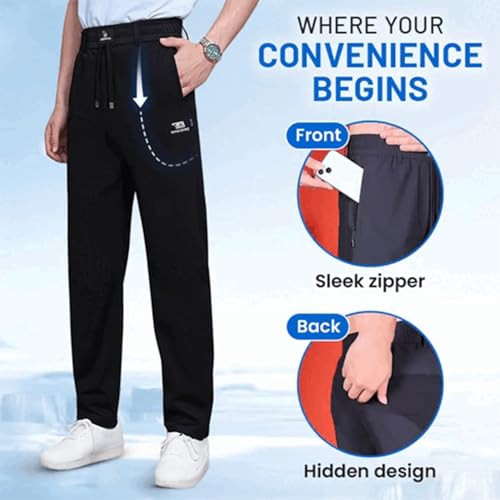 Meshirons Ice Silk Mesh Panel Casual Pants, Most Air Cooling Pants for Men Over 55, Quick Drying with Pockets Breathable3