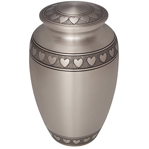 image for Heart Silver Funeral Urn by Liliane Memorials - Cremation Urn for Huma