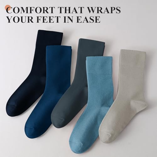 Image of ANDERE ARTE Womens Viscose Bamboo Crew Socks Casual Calf Dress Socks Soft Above Ankle Sock 3-5 Pairs